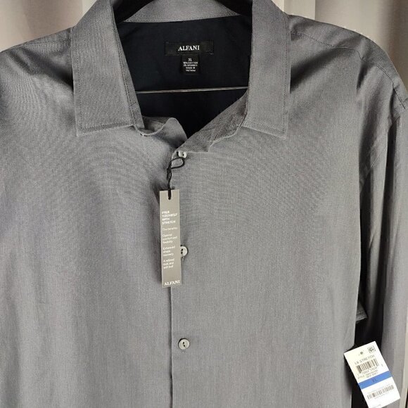 Alfani Men's Gray, Cotton Blend, Button-Up Dress Shirt. Size XL (NWT) - Picture 2 of 13